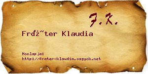 Fráter Klaudia névjegykártya